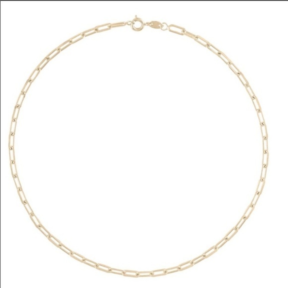 14k Real Yellow Gold Paper Clip Chain Necklace 16”